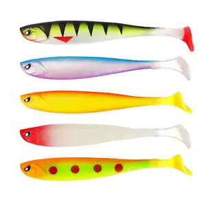 JIEMI OEM New style 10g 120mm T-tail Soft Fish with grooves on the back Rainbow Fish PVC material soft body imitation road lure