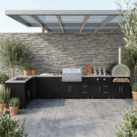 Barbecue de cuisine d'extérieur en acier inoxydable 304 de luxe personnalisé Îlot de cuisine de haute qualité avec appareils de cuisine d'extérieur et évier
