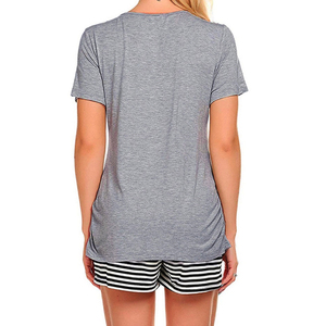 Ensemble de pyjamas <span class=keywords><strong>pour</strong></span> femmes enceintes vêtements de nuit de maternité vêtements d'allaitement été coton allaitement vêtements de nuit vêtements de <span class=keywords><strong>maison</strong></span> - Product Image 3