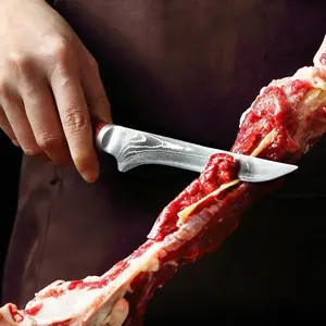 עבודת יד דמשק פלדת 6 אינץ-פילה פרוסה סכין עגול G10 ידית