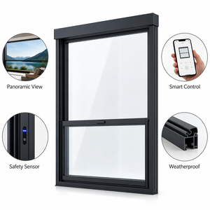Fenêtre coulissante verticale à <span class=keywords><strong>guillotine</strong></span> en aluminium à double vitrage, à commande électrique, pour villa de luxe <span class=keywords><strong>sur</strong></span> <span class=keywords><strong>mesure</strong></span> - Product Image 1