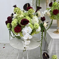 Bouquet de fleurs artificielles roses et vertes B135, centre de table floral pour mariage, décoration de table d'allée, chemin de table, événement
