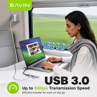 BAVIN Hub USB C 5-en-1 43 60W PD Station de charge 2-en-1 Type C USB A Adaptateur en aluminium 5 Gbps pour ordinateur portable, tablette, smartphone, PC