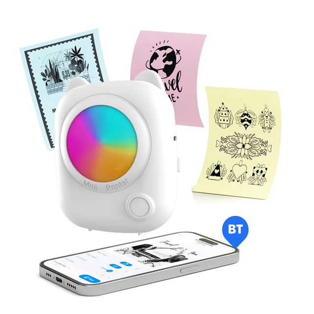 OEM Factory Portable Thermal Pocket 57mm Mini Printer Color Student Sticker & Logo Barcode Photo Printer Impresora Portatil