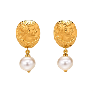 Pendientes de Moda con Perlas, Chapados en Oro PVD, Acero Inoxidable 316L, Diseño de Gota de Perla, Resistentes y Sostenibles - Product Image 2