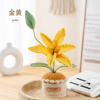 Fleur en fil de laine, fleur tissée à la main, produit fini, fleur tricotée, lys, tulipe, produit en pot, fleur simulée, souvenir