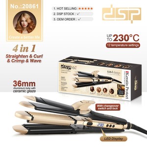 Plancha de pelo Dsp Multi Styler con placas de cerámica para alisar y rizar, con pantalla LCD y temperatura ajustable para uso doméstico. - Product Image 5