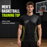 Kaos Latihan Basket Pria Custom, Cepat Kering, Motif Geometris Segitiga, Kerah Bulat, untuk Klub Basket dan Latihan Harian
