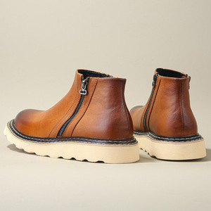 Chaussures pour hommes 2026 Nouvelles Bottines Chelsea en cuir véritable de qualité supérieure à semelle épaisse rehaussante, élégantes, montantes, rétro, classiques et tendance - Product Image 3