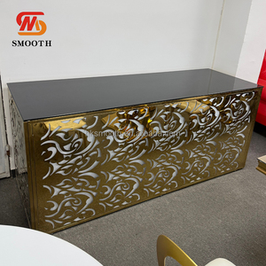 Mesas de Bar Modernas para Bodas, Cubierta de Vidrio Cuadrada, Base en Forma de Rosa, Mesa de Bar para Bodas, Taburetes Altos de Acero Inoxidable Dorado - Product Image 3
