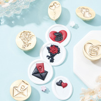 Série de mariage en relief 3D lettre d'amour ballon rose sceau de cire timbre peut être personnalisé logo