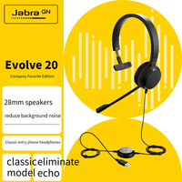 Casque Jabra Evolve 20 Mono UC pour la visioconférence en ligne, connexion USB directe, suppression active du bruit