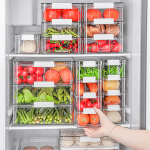 Tủ lạnh Stackable thực phẩm rõ ràng nhà ngũ cốc lưu trữ <span class=keywords><strong>container</strong></span> lưu trữ tủ lạnh nhựa thực phẩm lưu trữ thùng hộp - Product Image 3