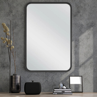 Miroir rectangulaire moderne argenté avec coins arrondis, éclairage LED réglable, usage commercial, couleur personnalisable