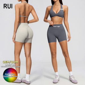 RUIQUWIN Sujetador Deportivo Sexy de Color Sólido para Mujer con Logotipo Personalizado, Top de Yoga Transpirable de Alta Sujeción, Sin Costuras y Ligero - Product Image 1