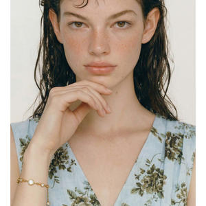 JINYOU 305 Nouveautés Bracelet chaîne à perles en acier inoxydable plaqué or avec zirconiums cubiques ronds pour femme Bijoux - Product Image 4