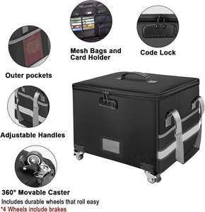 Portable Fireproof File Document Organizer <b>Box</b> Multifunctional Foldable File <b>Storage</b> <b>Box</b> square <b>Lockable</b> with Wheels - Product Image 4