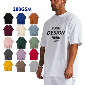 Aangepaste Hoge Kwaliteit 100% Katoen Mannen Effen Kleur Bulk Blanco T-shirts Pro Club Losse Drop Schouder Oversized T-shirt AG2800