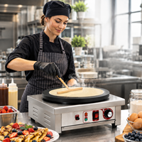 Crêpière Électrique Professionnelle CUCINA à Tête Unique en Acier Inoxydable et Fonte pour la Restauration