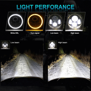 ไฟหน้า LED ทรงกลมขนาด7 "<span class=keywords><strong>H4</strong></span> HS1ไฟหน้ารถจักรยานยนต์ H13 9003รูตานางฟ้าไฟเลี้ยวสีเหลืองสำหรับรถจี๊ป Wrangler - Product Image 3