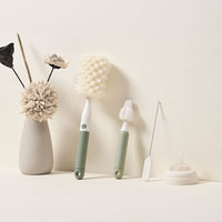 Ensemble de brosse éponge en plastique durable multifonctionnel pour le nettoyage des biberons à poignée droite Conception insérable pour cartes Portable
