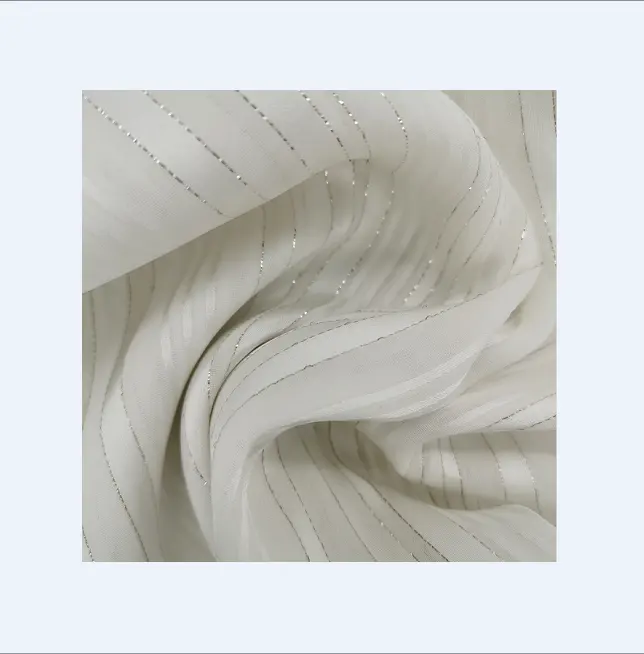 100 % Polyester Silber Satin Streifen Polyester Locken Chiffon