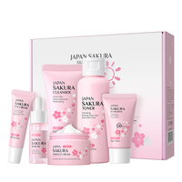 Laikou Marque Privée Ensemble de Soins du Visage Sakura du Japon 6 Pièces Nettoyant Tonique Sérum Essence Crème Contour des Yeux Écran Solaire