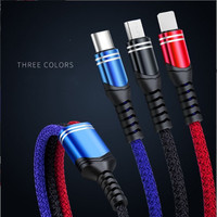 Câble USB 3,6 a 3 en 1, cordon de chargement rapide, USB tressé, plusieurs couleurs, Compatible avec la plupart des Smart