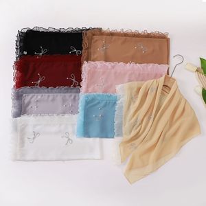 Ccy ฮิญาบประดับมุกสี่เหลี่ยมผ้าชีฟองติดโบว์2025สำหรับผู้หญิงฮิญาบผ้าชิฟฟ่อนหัวฮิญาบ90*90 - Product Image 2