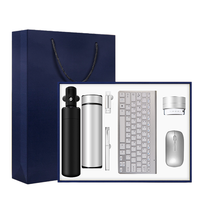 Set Hadiah Bisnis Multifungsi Logam: Cangkir Terisolasi, Flash Drive USB, Pena, Keyboard Nirkabel, Mouse, Speaker Bluetooth