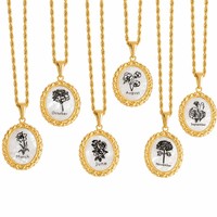 Collier minimaliste en acier inoxydable plaqué or 18 carats PVD, étanche, avec fleur de naissance, bijoux tendance, 12 fleurs de naissance par mois, pour femmes