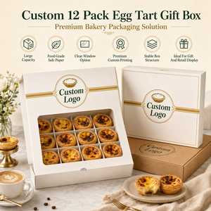 Boîte <span class=keywords><strong>à</strong></span> tartelettes portugaises multi-cavités <span class=keywords><strong>en</strong></span> carton blanc, emballage multi-paquet pour desserts, personnalisation du logo, fourniture pour commandes <span class=keywords><strong>en</strong></span> gros de boulangeries - Product Image 5