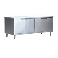 Comptoir de travail professionnel personnalisable en acier inoxydable double face avec rangement sous étagère pour cuisines commerciales et restaurants