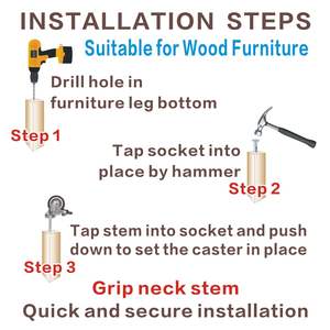 Niet-Ontsieren Vierkante Wielen 4-Pack | Draaibare Remwielen Kogellagers Zinken Oppervlak Zachte Schroefdraadbeschermers | Zware Steel - Product Image 5