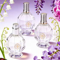 Supplier Grosir Botol Parfum Mewah Bentuk Berlian 50ml 100ml, Botol Semprot Kaca Isi Ulang untuk Wewangian, Logo Custom