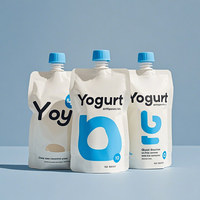 Emballage de jus de fruit liquide de yaourt en nylon personnalisé de qualité alimentaire 100ml avec bec verseur de forme unique sac de yaourt