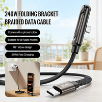Support invisible 2-en-1 et support de téléphone pliable avec câble de charge rapide 5A Type-C vers Type-C pour imprimante et appareils mobiles