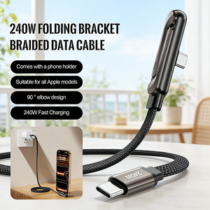 Cable de Carga Invisible 2 en 1 con Soporte, Cable de Carga Rápida de 24W, Soporte Plegable para Teléfono, Cable de Datos, Cable de Carga Rápida - Product Image 2