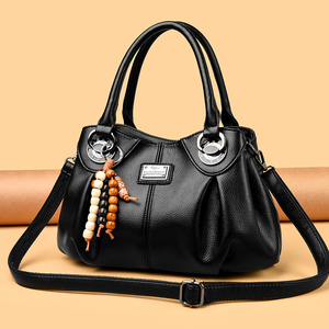 Sacs fourre-tout grande capacité pour femmes en cuir PU souple, sacs à bandoulière avec joli petit pendentif, fermeture éclair, sac à main pour femmes - Product Image 3