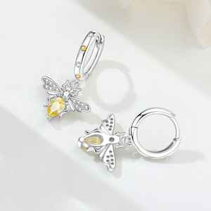 Hot-selling white copper <b>bee</b> earrings/hoops, original design, unique and sophisticated <b>gift</b> for women - Product Image 4