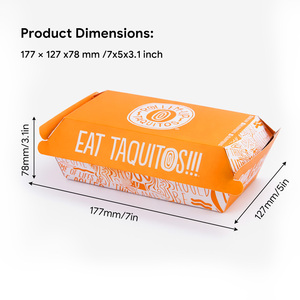 กล่องเบอร์เกอร์กระดาษพิมพ์ลายตามสั่ง ขนาด 7x5 นิ้ว กล่องบรรจุภัณฑ์อาหารแบบนำกลับบ้าน กล่องอาหารแบบใช้แล้วทิ้ง สำหรับร้านอาหารฟาสต์ฟู้ด - Product Image 2