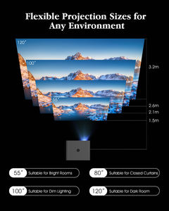 Proyector CRE Android LCD LED 1080P 4K Ready, Videoproyector Inteligente con Enfoque Automático, Altavoces Integrados de 10W, 1200 Lúmenes, Portátil para el <span class=keywords><strong>Hogar</strong></span> - Product Image 3