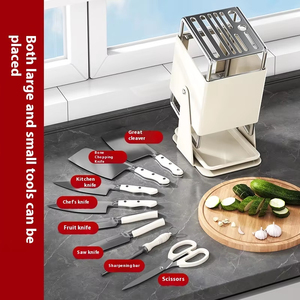 Porte-couteaux multifonctionnel en acier inoxydable avec angle réglable pour l'organisation de la cuisine, supports de rangement pour couteaux - Product Image 4