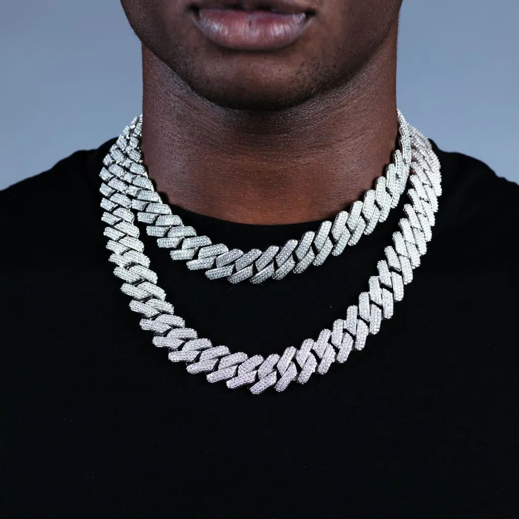 Gümüş hip hop buz erkekler erkek serin takı geniş büyük ağır buzlu out 19mm küba link zinciri kolye
