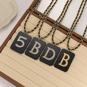 Letter B Pendant Necklace Zinc Alloy Pave Setting Daily Wear Fashion Jewelry For Women - Product Image 3