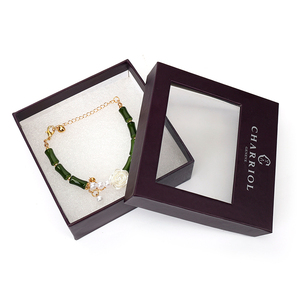 Tùy Chỉnh Nắp Và Cơ Sở Cứng Nhắc Giấy Rõ Ràng PVC Cửa Sổ Trang Sức Bao Bì Mặt Dây Chuyền Vòng Cổ Bangle Vòng Đeo Tay Hộp Nhẫn - Product Image 1