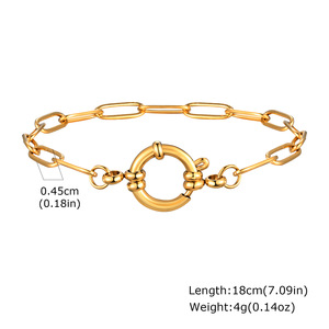 Pulsera de cadena de eslabones impermeable de acero inoxidable multiestilo hecha a mano DIY, cierre de burbuja, hebilla marinera, pulseras para mujer - Product Image 4