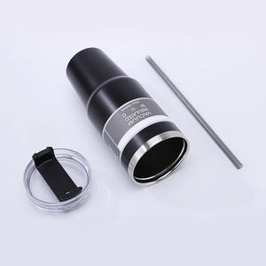 MHD-2022 Tasse de voyage isotherme sous vide en acier inoxydable 20oz avec paille, noire - Product Image 1