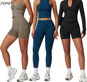 Conjunto Deportivo Personalizado YOKE para Mujer, Leggings de Yoga de Cintura Alta y Top Deportivo con Efecto Push-Up, Shorts de Tallas Grandes - Product Image 1