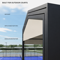 Toit rétractable télescopique multi-terrains pour padel et tennis avec roues, conception push-pull pour centre sportif et club